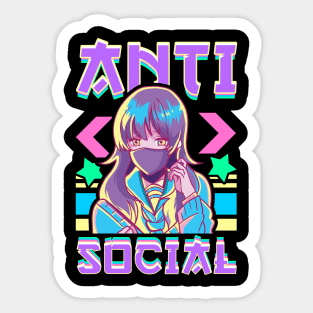 Cute Anti Social Vaporwave Anime Girl Antisocial Sticker